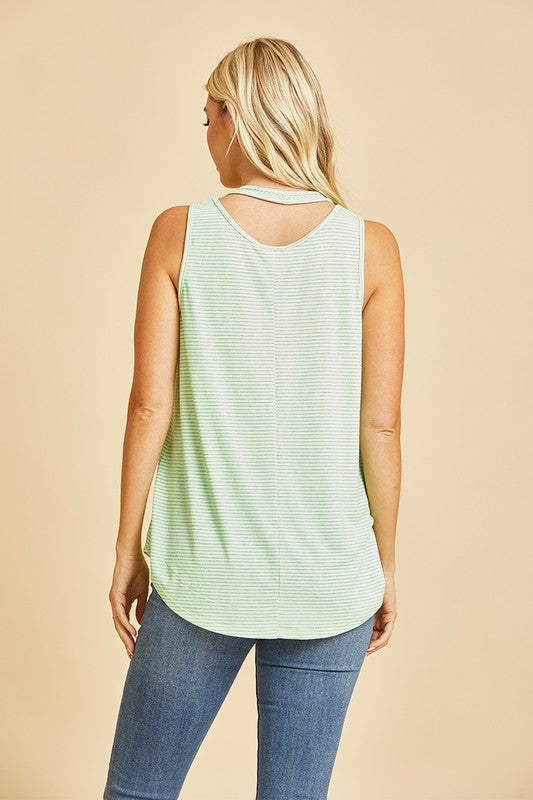 Tank Top Halter V-neck on lightweight Bulgari in Neon Lime