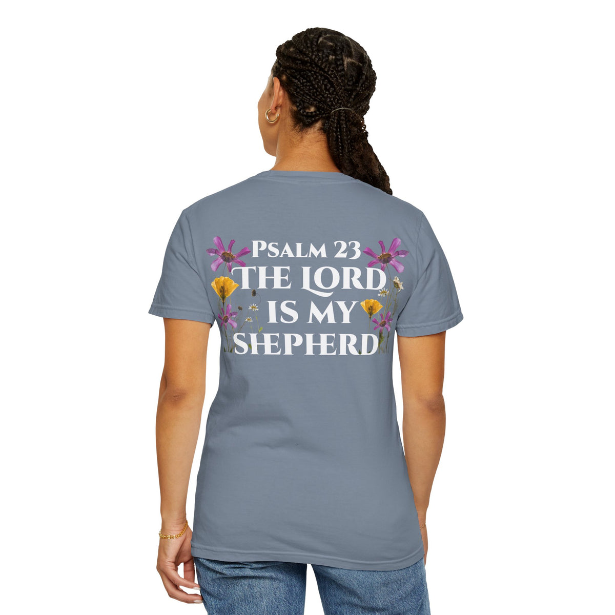 Psalm 23 Scripture Tee – “The Lord Is My Shepherd” | Unisex Christian T-Shirt with Floral Design