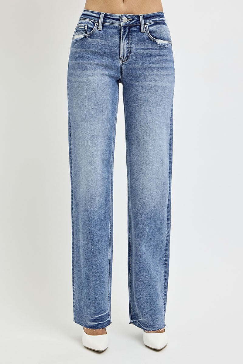 Mackenzie High Rise Straight Leg Jeans with Pockets