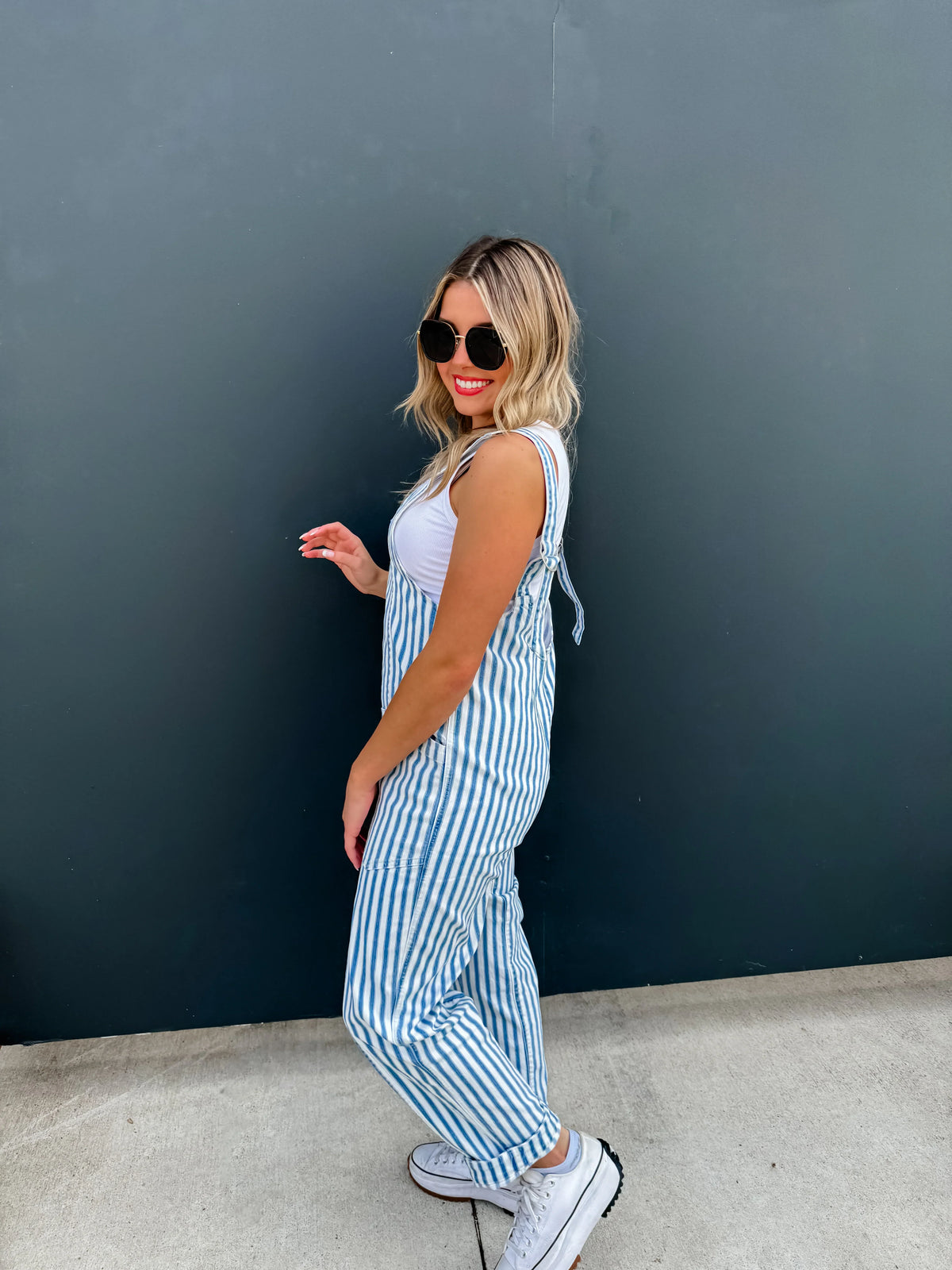 PREORDER: Blue Stripe Britte Romper Overalls