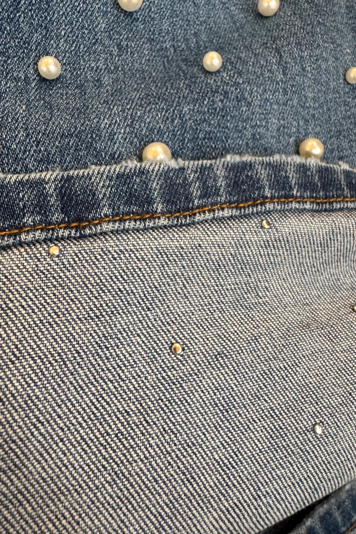 PREORDER: Denim & Pearls Crop Jeans