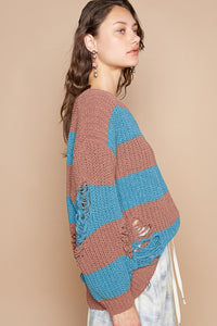 Nevaeh Striped Distressed Sweater