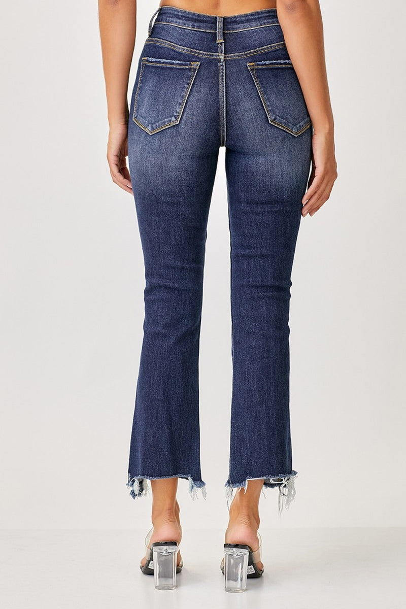 Kinsley Risen Frayed Hem Cropped Straight Jeans