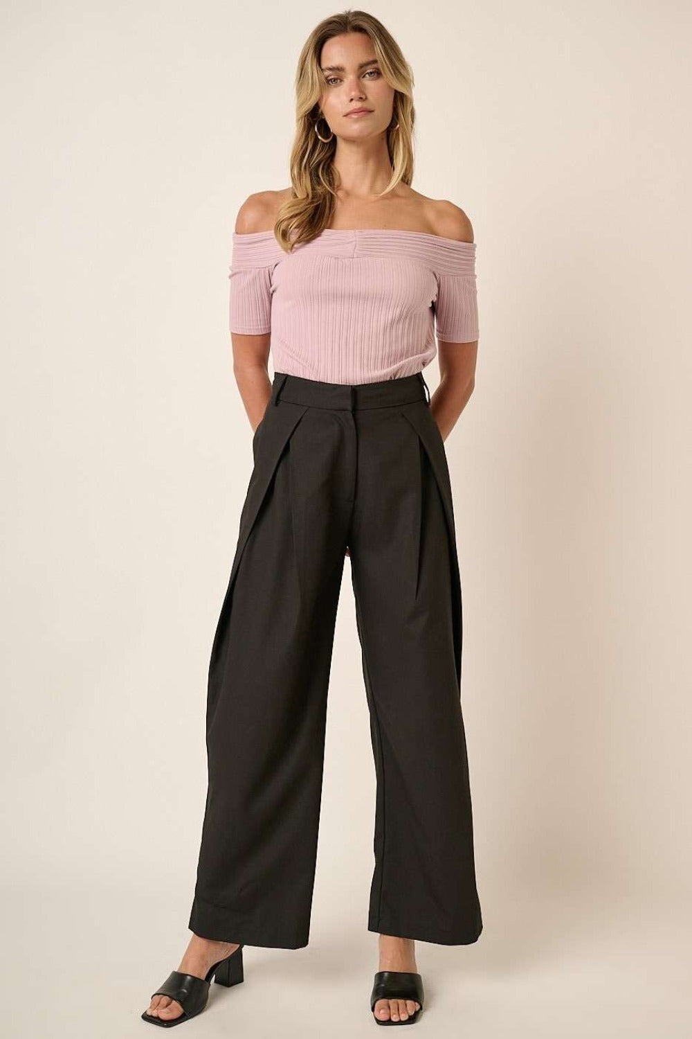Naomi Mittoshop Deep Pleated High Waisted Wide Leg Pants