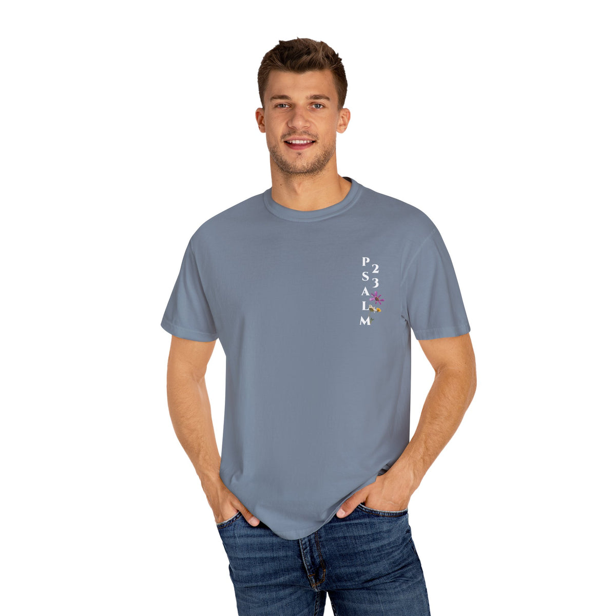 Psalm 23 Scripture Tee – “The Lord Is My Shepherd” | Unisex Christian T-Shirt with Floral Design