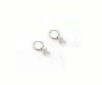 PREORDER: Crystal Cross Charm Huggies in Two Colors