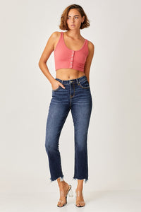 Kinsley Risen Frayed Hem Cropped Straight Jeans