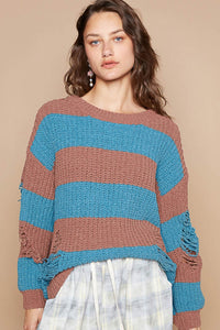 Nevaeh Striped Distressed Sweater