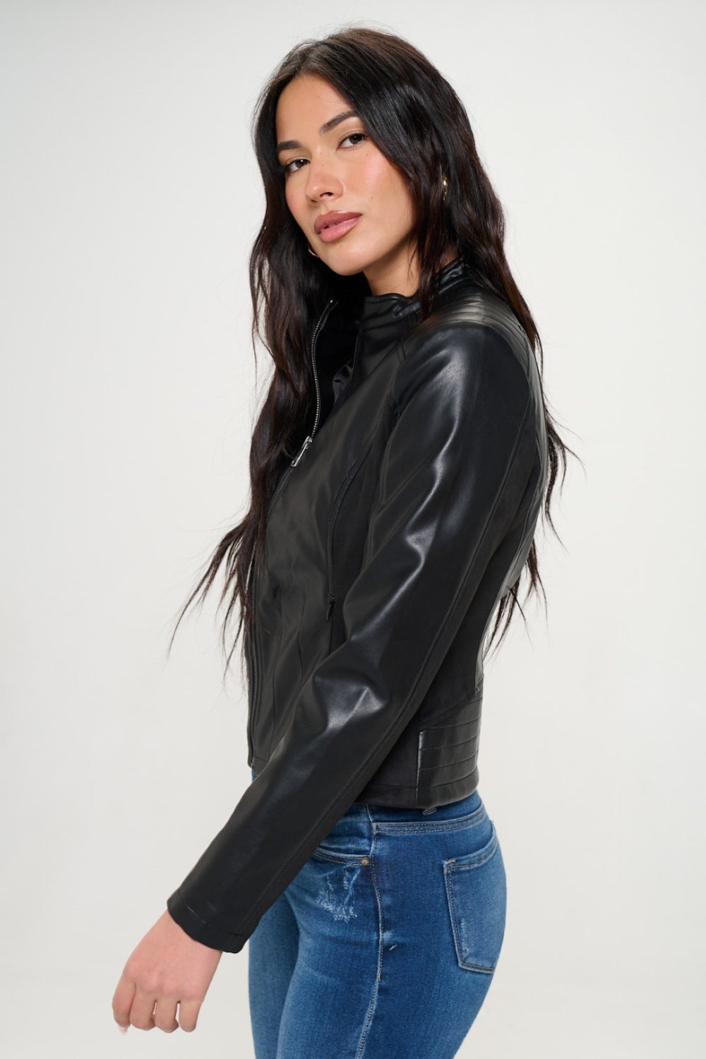 Khloe Zip Up Vegan Moto Jacket