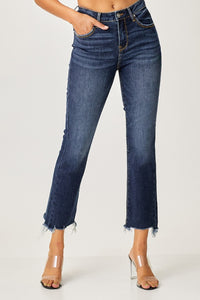 Kinsley Risen Frayed Hem Cropped Straight Jeans