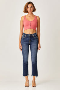 Kinsley Risen Frayed Hem Cropped Straight Jeans
