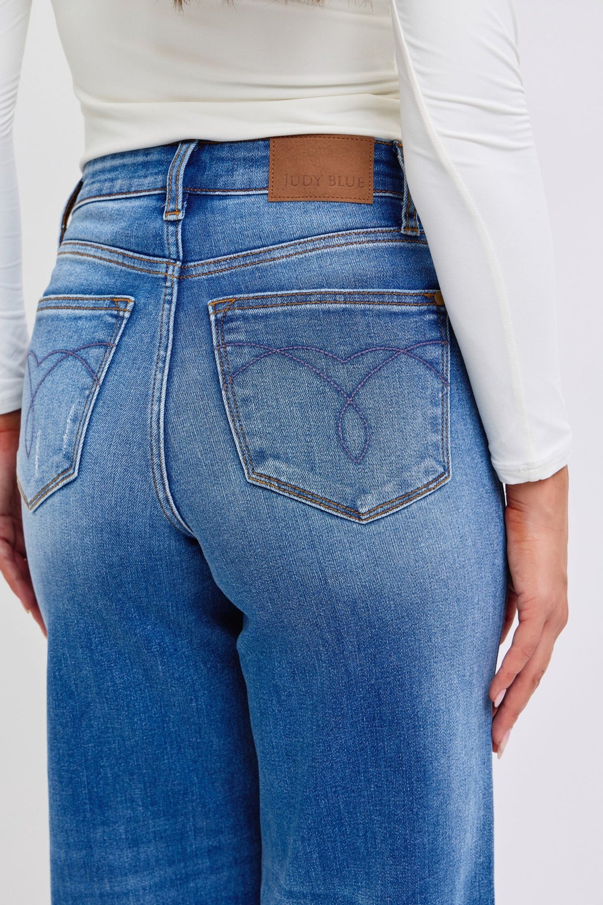 Distressed High Waist Wide Leg Jeans