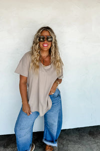 PREORDER: Joey V-Neck Washed Cotton Boyfriend Tee