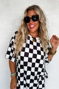 PREORDER: Check Babe Side Slit Top