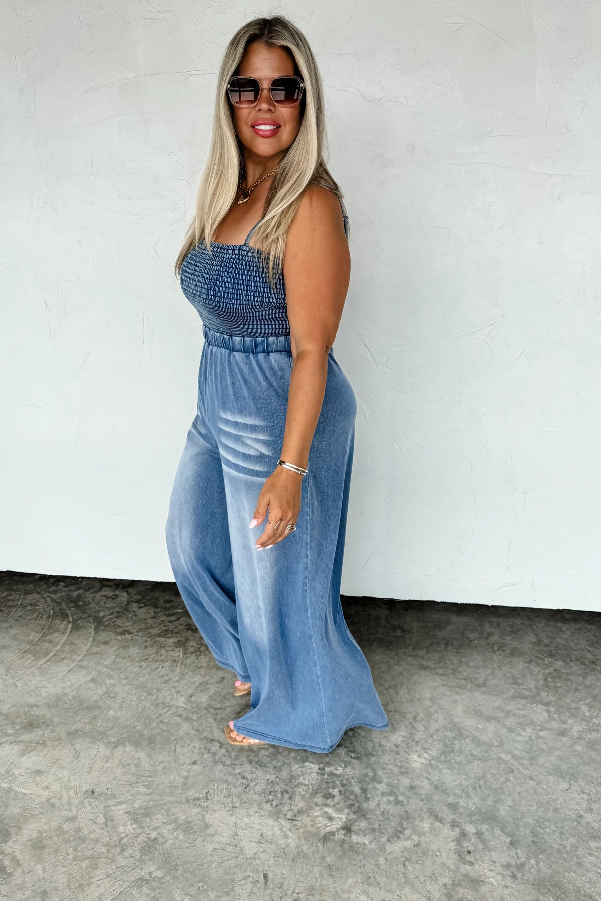 PREORDER: Denim Crush Smocked Romper