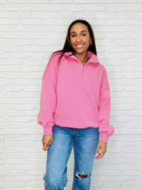 Bonbon Delight Half Zip Pullover in Pink