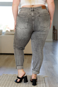 Charlotte High Rise Stone Wash Slim Jeans in Gray