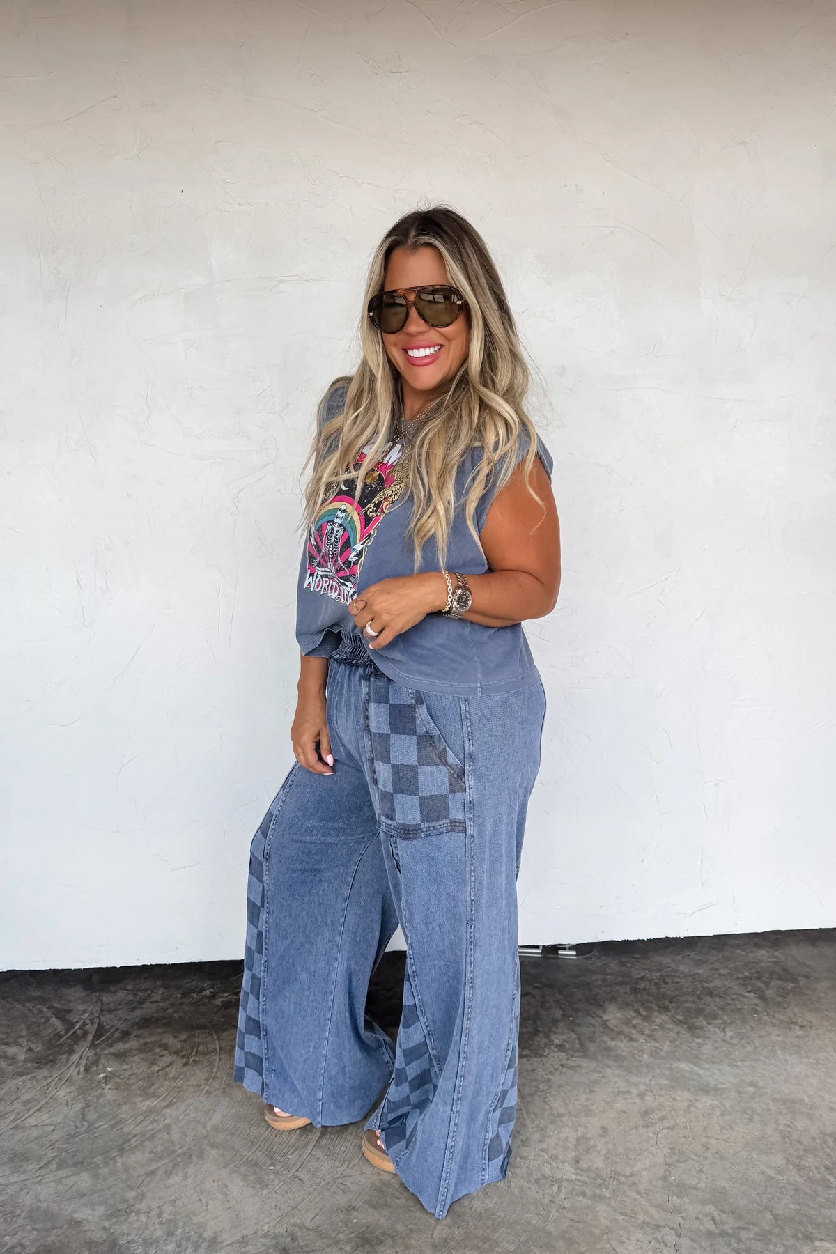 PREORDER: Groove on Checker Flare Pants
