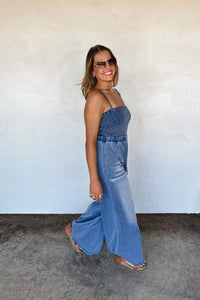 PREORDER: Denim Crush Smocked Romper