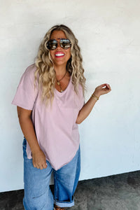 PREORDER: Joey V-Neck Washed Cotton Boyfriend Tee