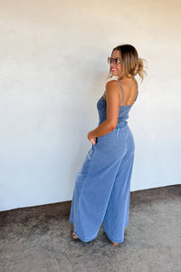 PREORDER: Denim Crush Smocked Romper