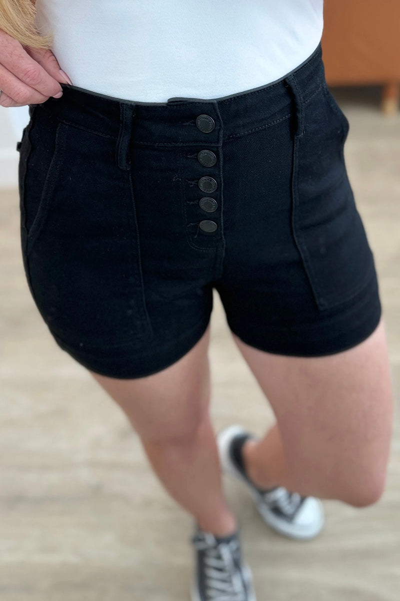 Reagan High Rise Button Fly Trouser Shorts