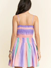 Multi Color Ombre Printed Bodice Button Up Dress