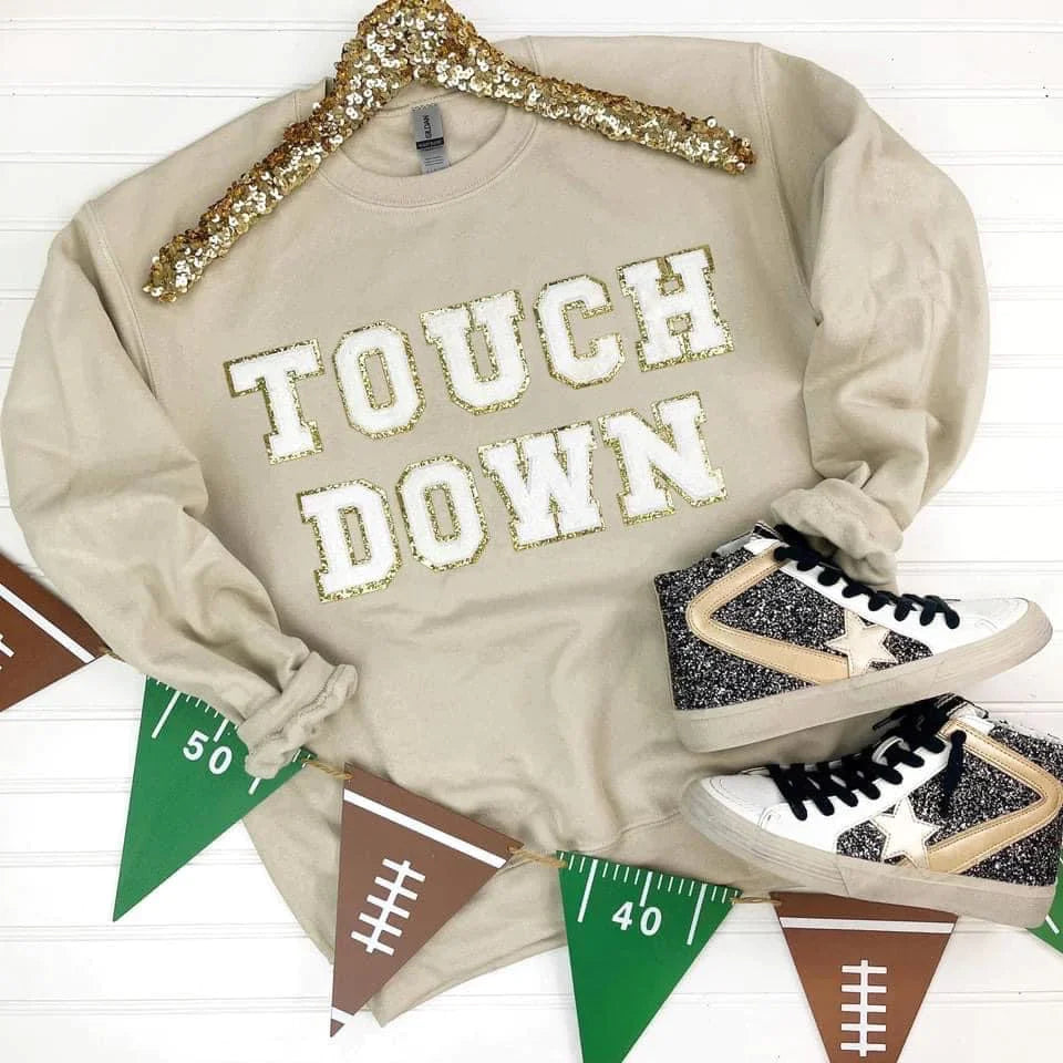 Touchdown Patch Sweatshirt in Sand