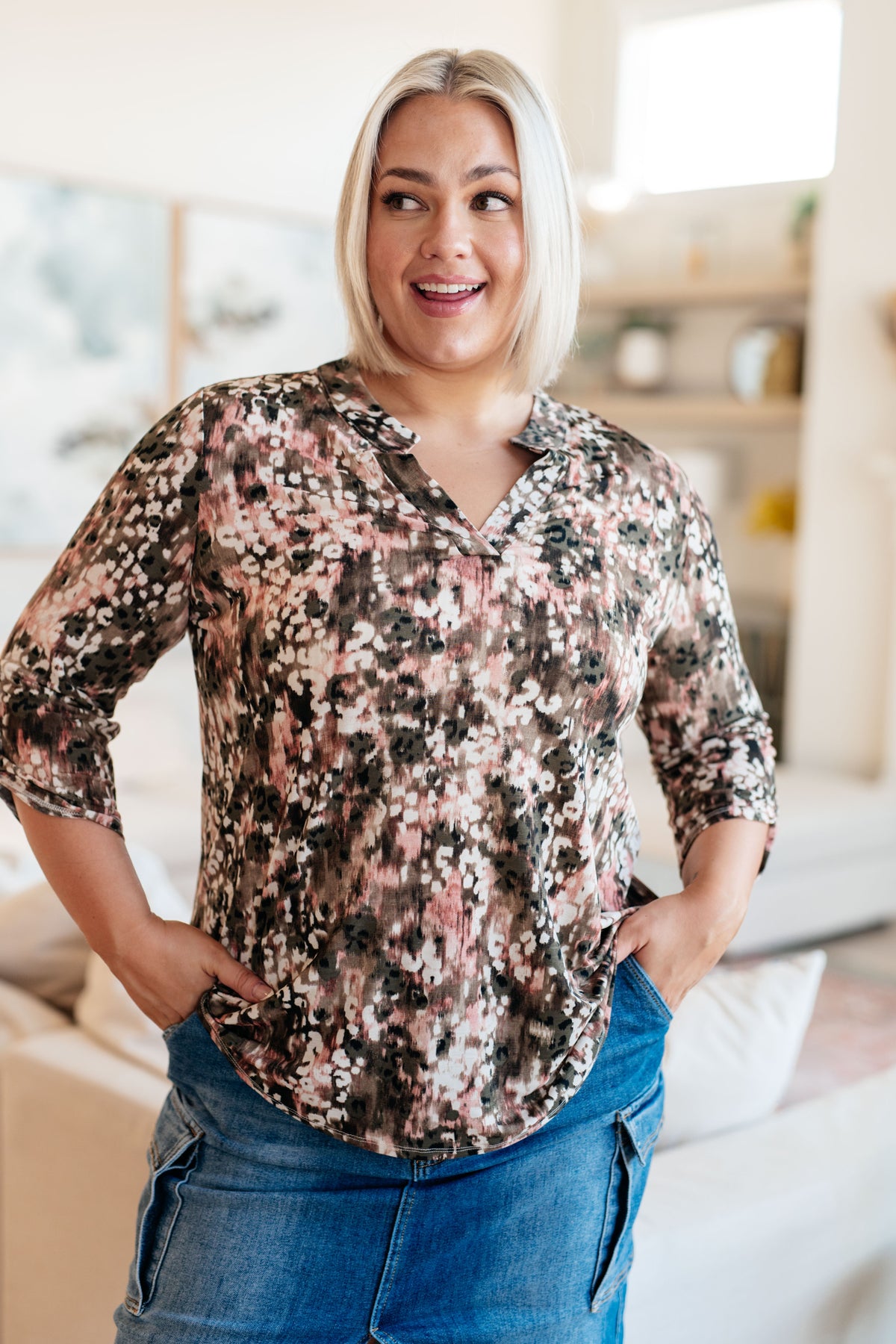 Little Lovely Blouse in Mocha Multi