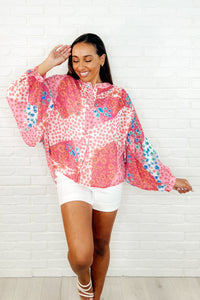 No Hesitation Mixed Print Blouse