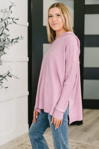 Running Late Hooded Long Sleeve in Mauve