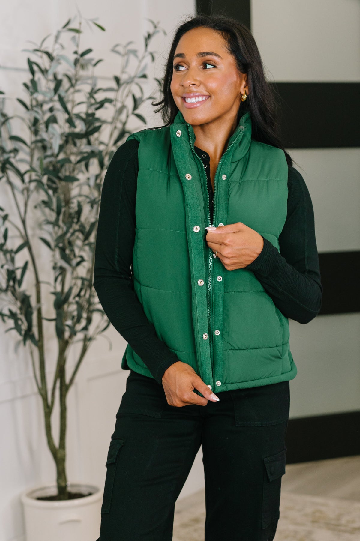 That's What I'm Talkin' About Puffer Vest in Hunter Green