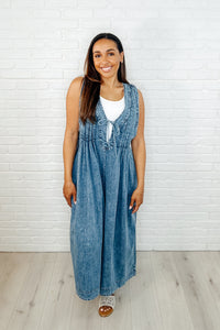 Too Cool For Fools Wide Leg Jumpsuit in Denim