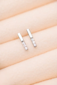 Twin Sparkle Silver Stud Earrings