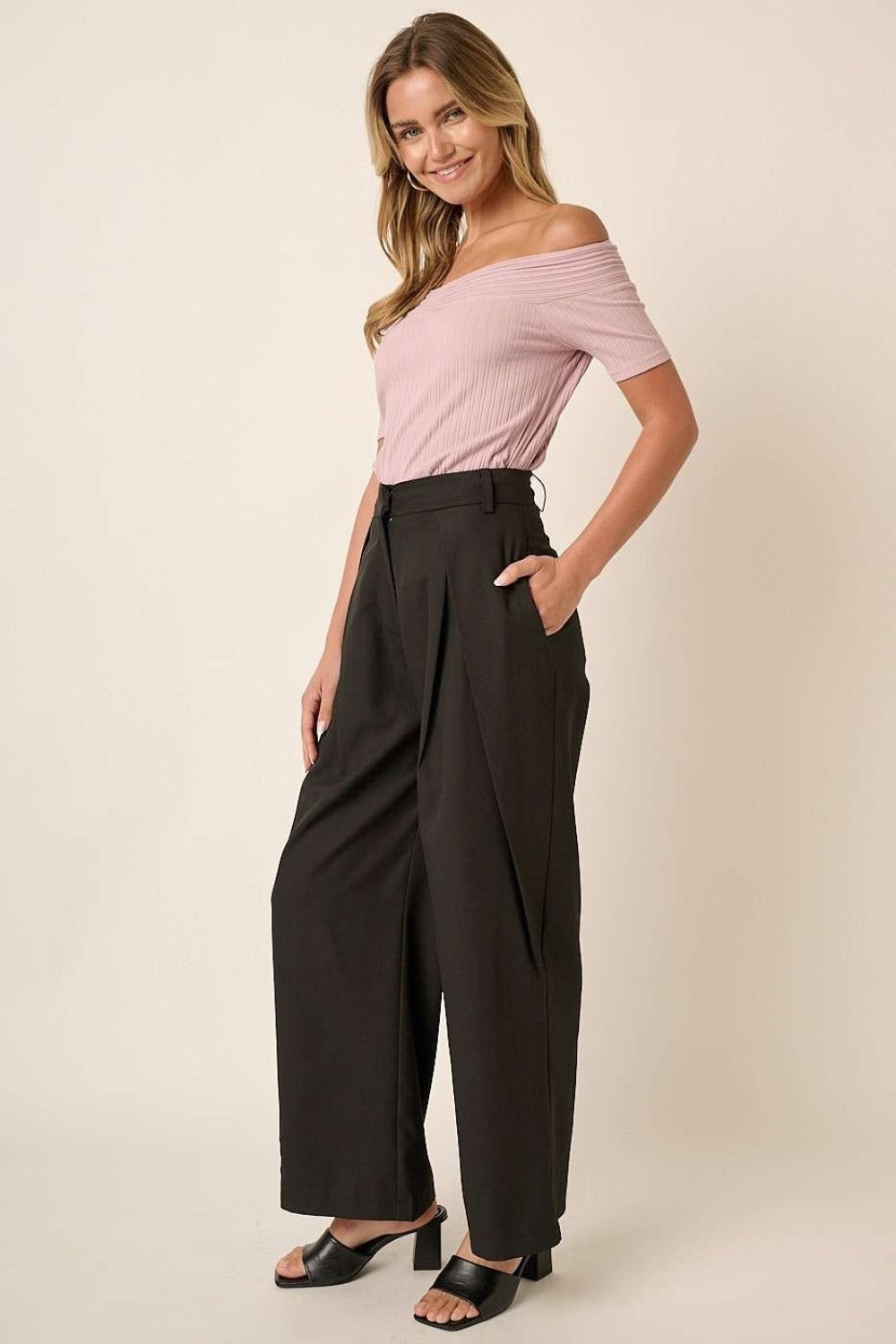 Naomi Mittoshop Deep Pleated High Waisted Wide Leg Pants