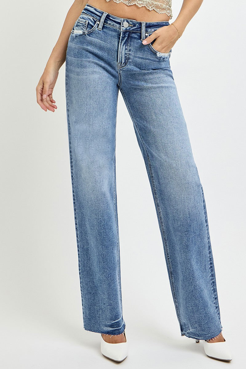 Mackenzie High Rise Straight Leg Jeans with Pockets