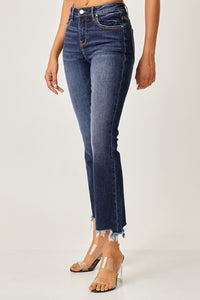 Kinsley Risen Frayed Hem Cropped Straight Jeans