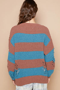 Nevaeh Striped Distressed Sweater