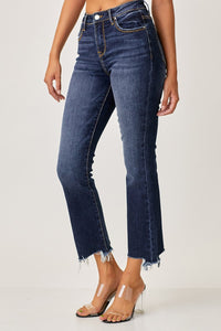 Kinsley Risen Frayed Hem Cropped Straight Jeans