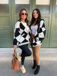 PREORDER: Contrast Trim Cardigan in Black Checkers