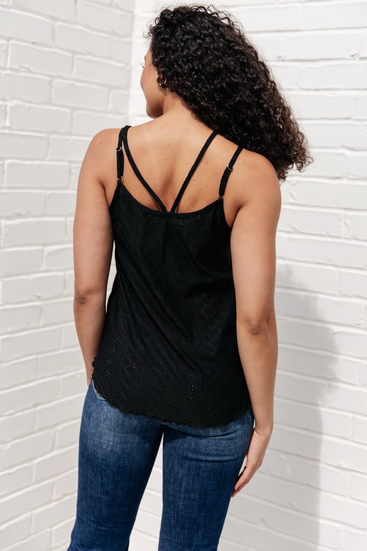 Eye on the Prize Eyelet Tank in Black