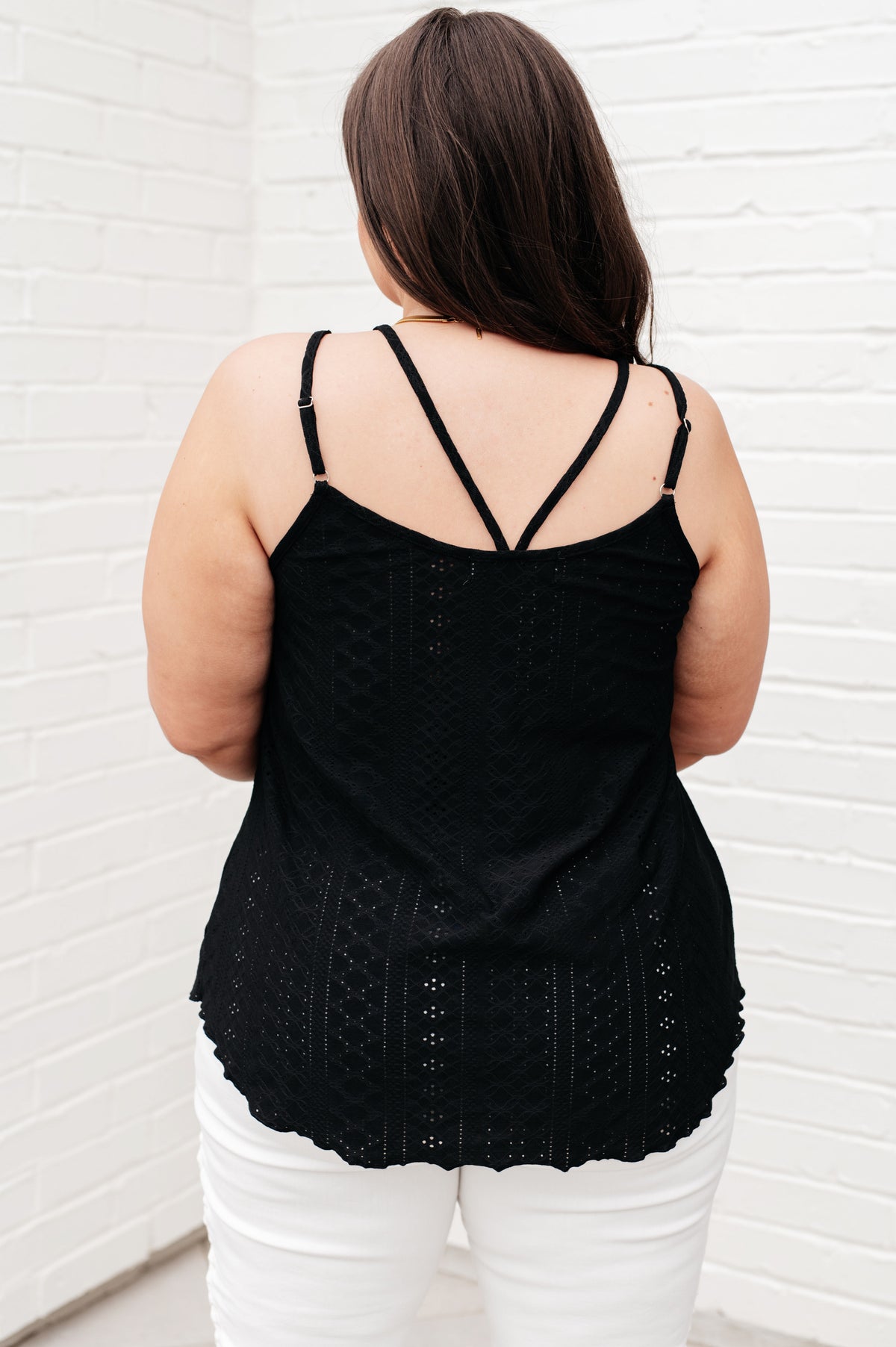 Eye on the Prize Eyelet Tank in Black