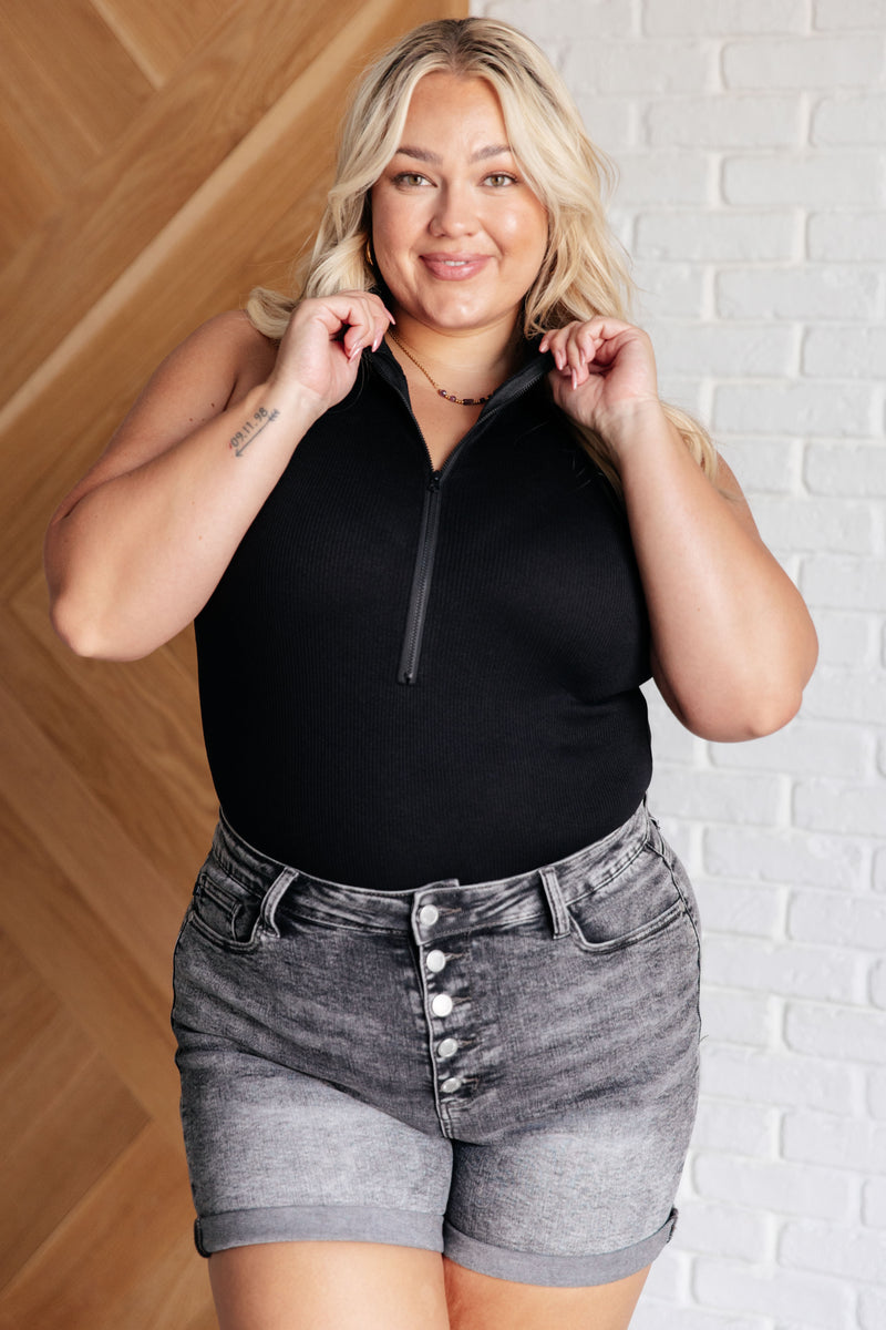 Higher and Higher Ribbed Zip Up Bodysuit