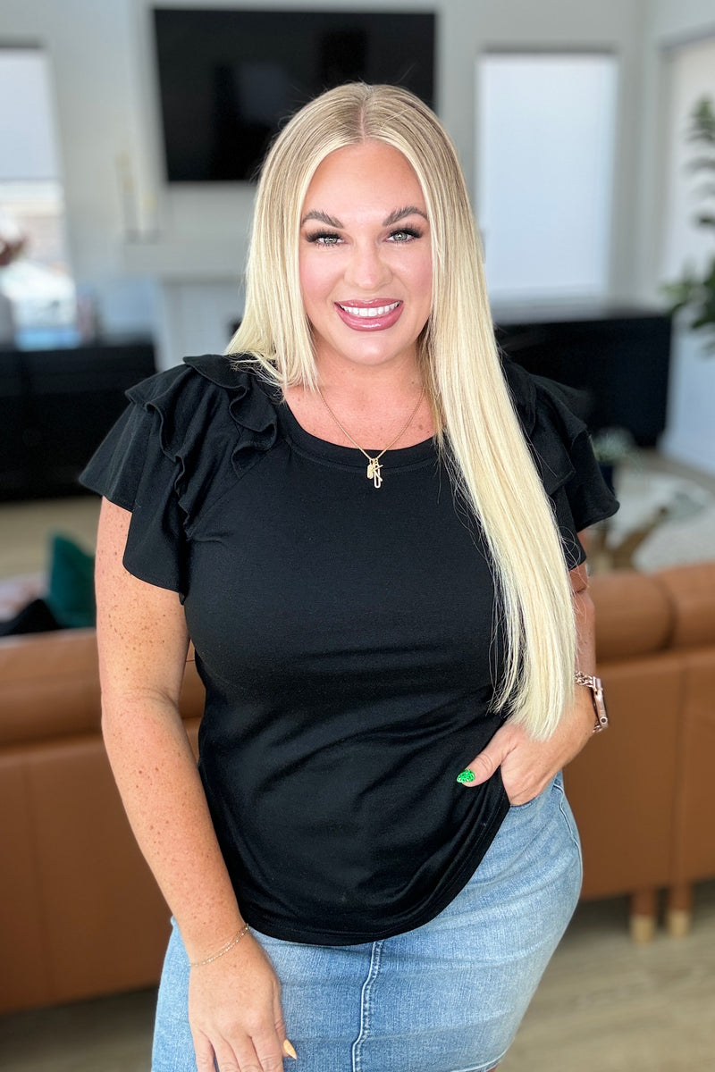I'll Allow It Flutter Sleeve Tee In Black