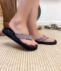 Tia Rhinestone Sandal in Fuschia