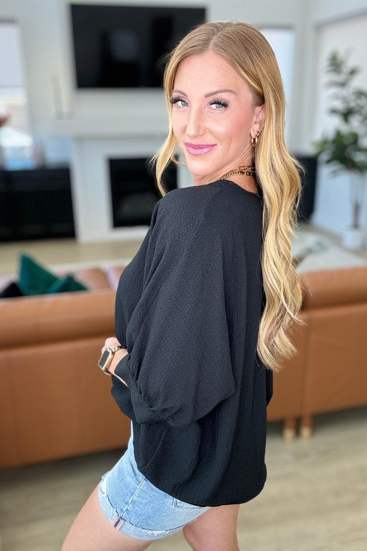 Up For Anything V-Neck Blouse in Black