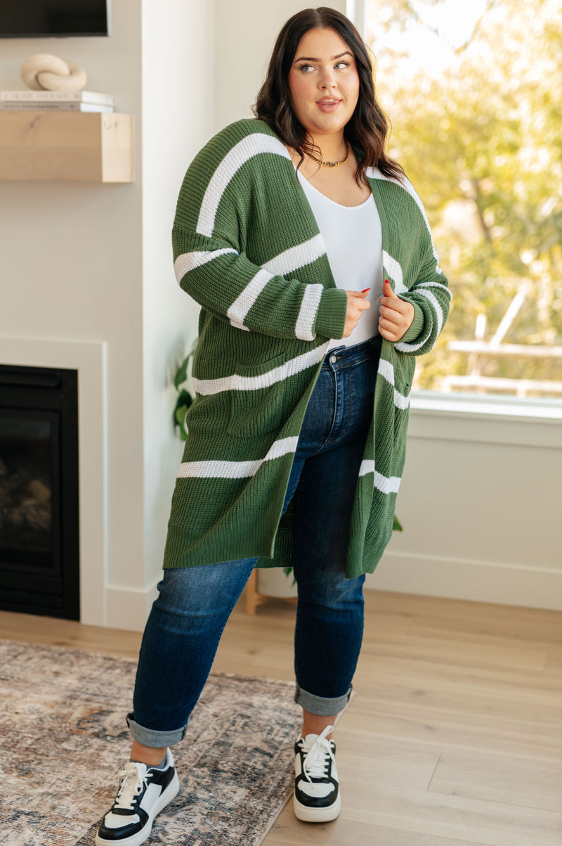 Brighter is Better Striped Cardigan in Green