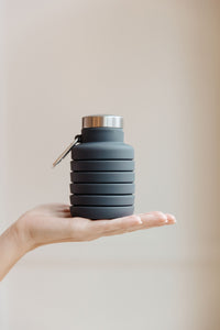 Collapsing Silicon Water Bottle in Black
