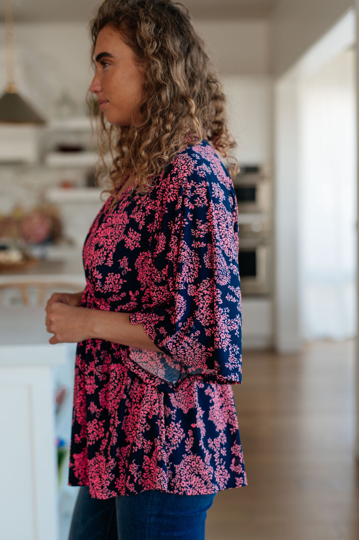 Dearest Dreamer Peplum Top in Pink Paisley