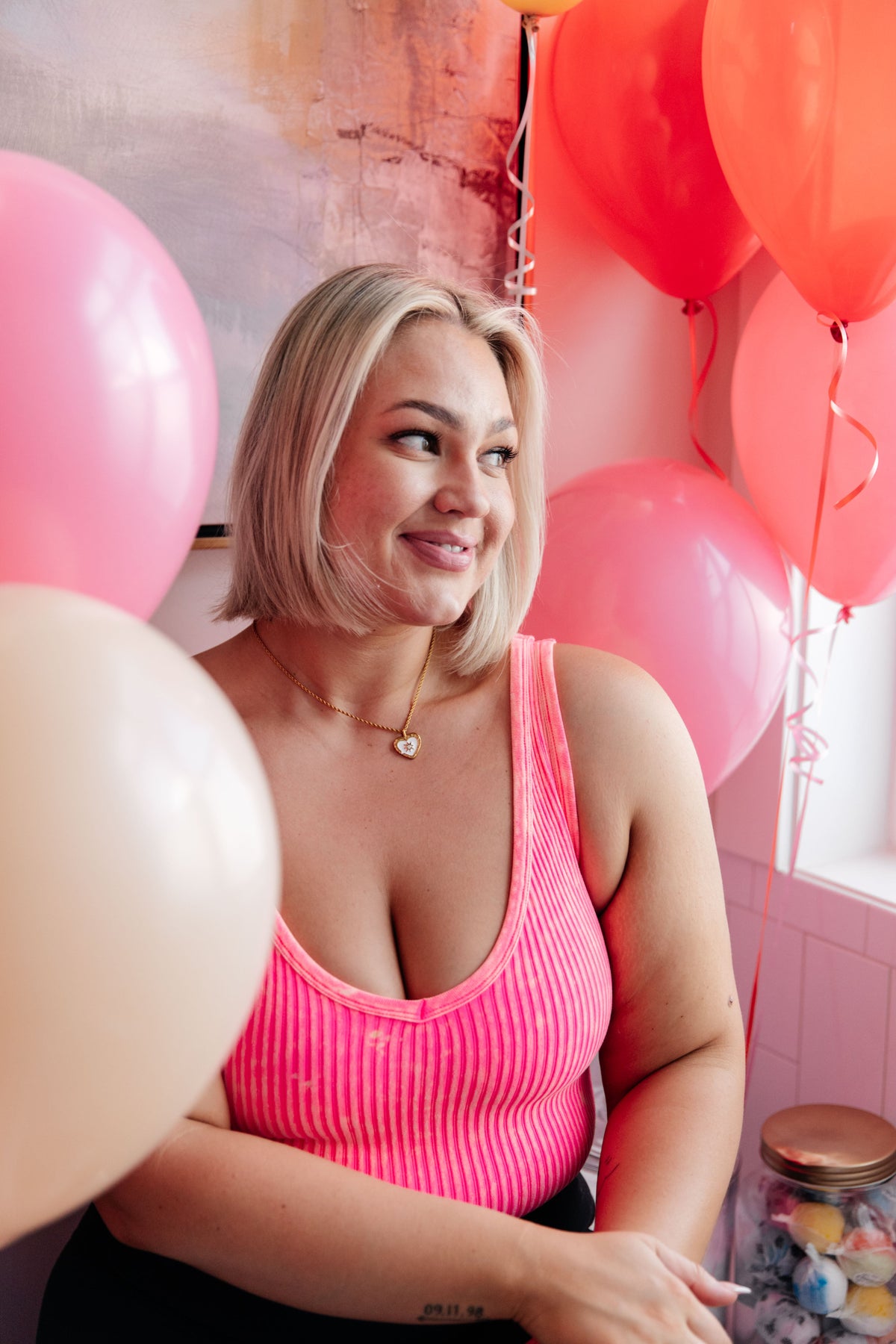 Effortless Reversible Mineral Wash Ribbed Tank in Neon Coral